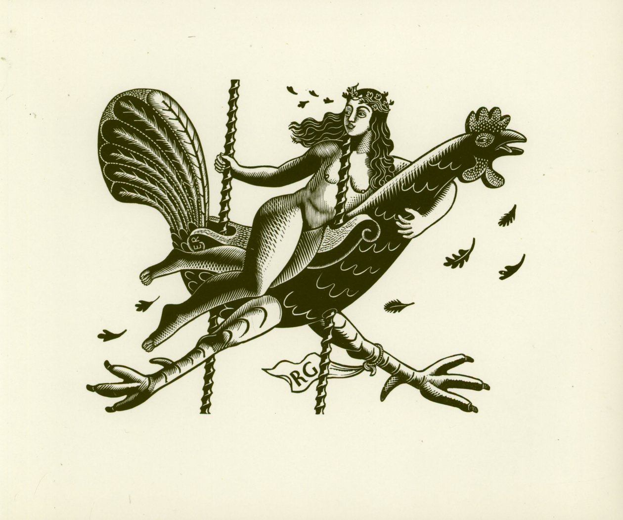 तिरेज़ह एक कॉकरेल, 1931 (वुडब्लॉक प्रिंट) द्वारा एरिक Ravilious