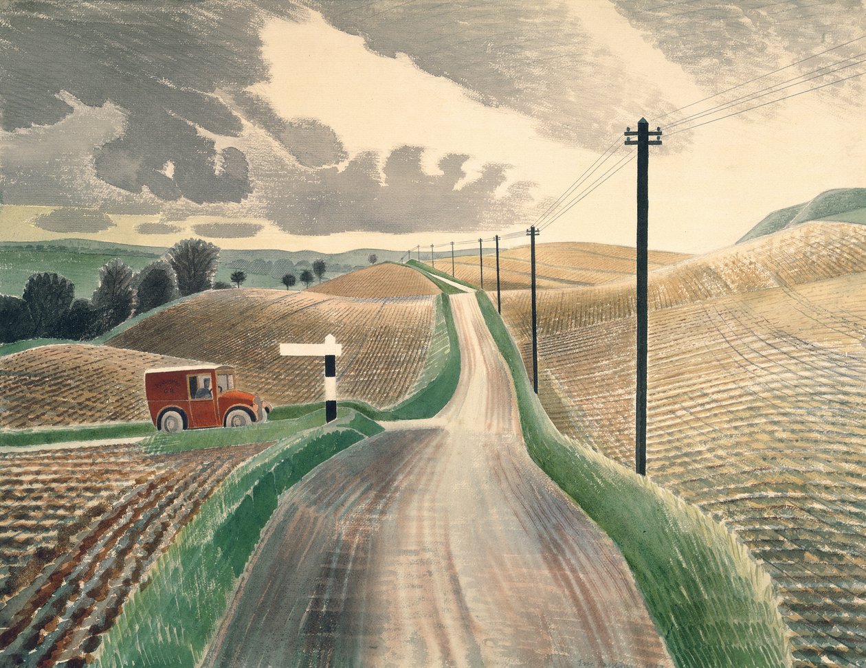 विल्टशायर लैंडस्केप, 1937 (जल रंग) द्वारा एरिक Ravilious