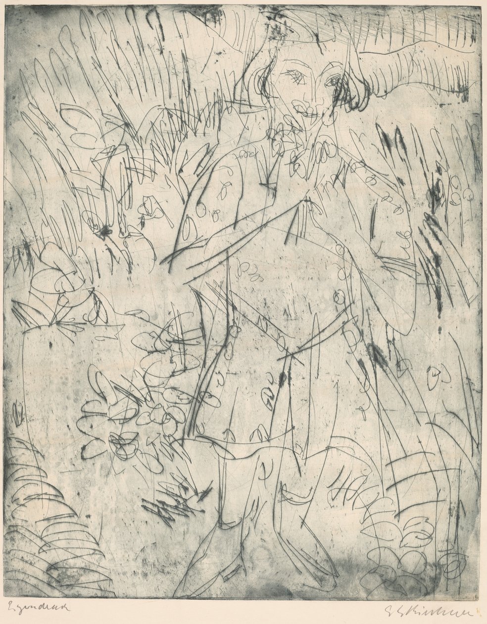 फूल वाली लड़की, 1923। द्वारा अर्नस्ट लुडविग किरचनर