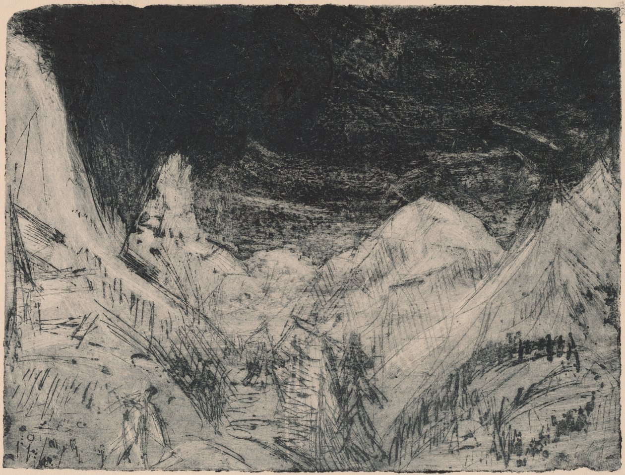 लिटिल मावर्स के साथ माउंटेन लैंडस्केप, 1919। द्वारा अर्नस्ट लुडविग किरचनर