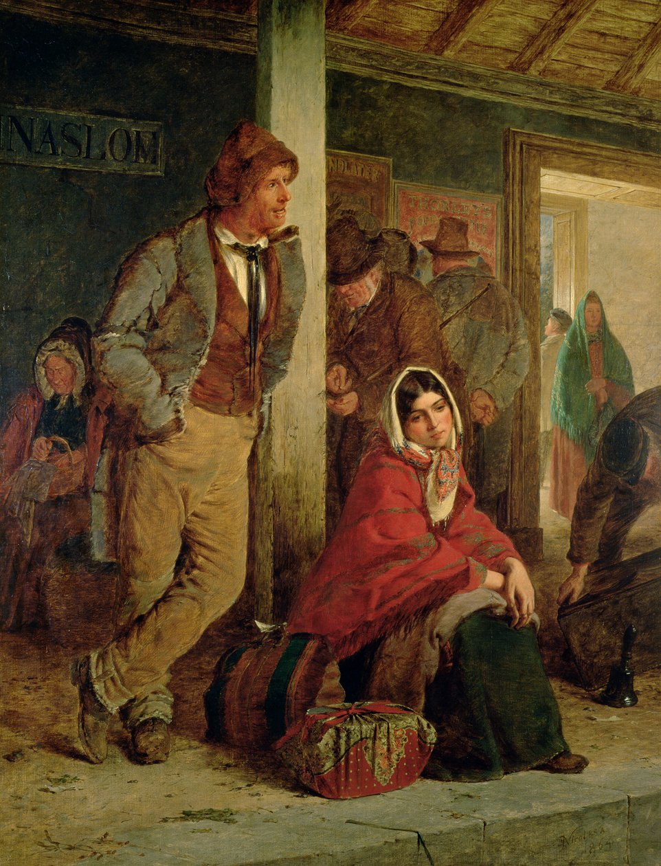एक ट्रेन, 1864 के लिए आयरिश प्रवासियों का इंतजार द्वारा Erskine निकोल