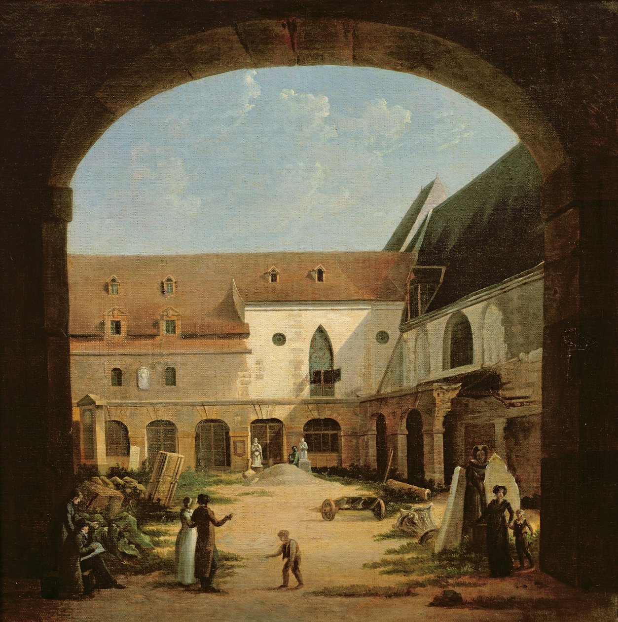 पेरिस में पेटिट्स-ऑगस्टिन्स का कॉन्वेंट आंगन, c.1818 द्वारा एटिने बोहोत
