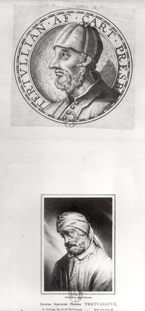 क्विंटस सितम्बर तेर्तुलियन (c.160-c.220) तेर्तुलियन के रूप में जाना के दो चित्रों द्वारा एटिने गौटिएर