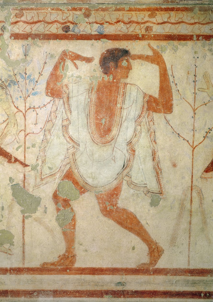 Triclinium के मकबरे से नर्तकी, c.470 ईसा पूर्व (दीवार पेंटिंग) द्वारा इट्रस्केन