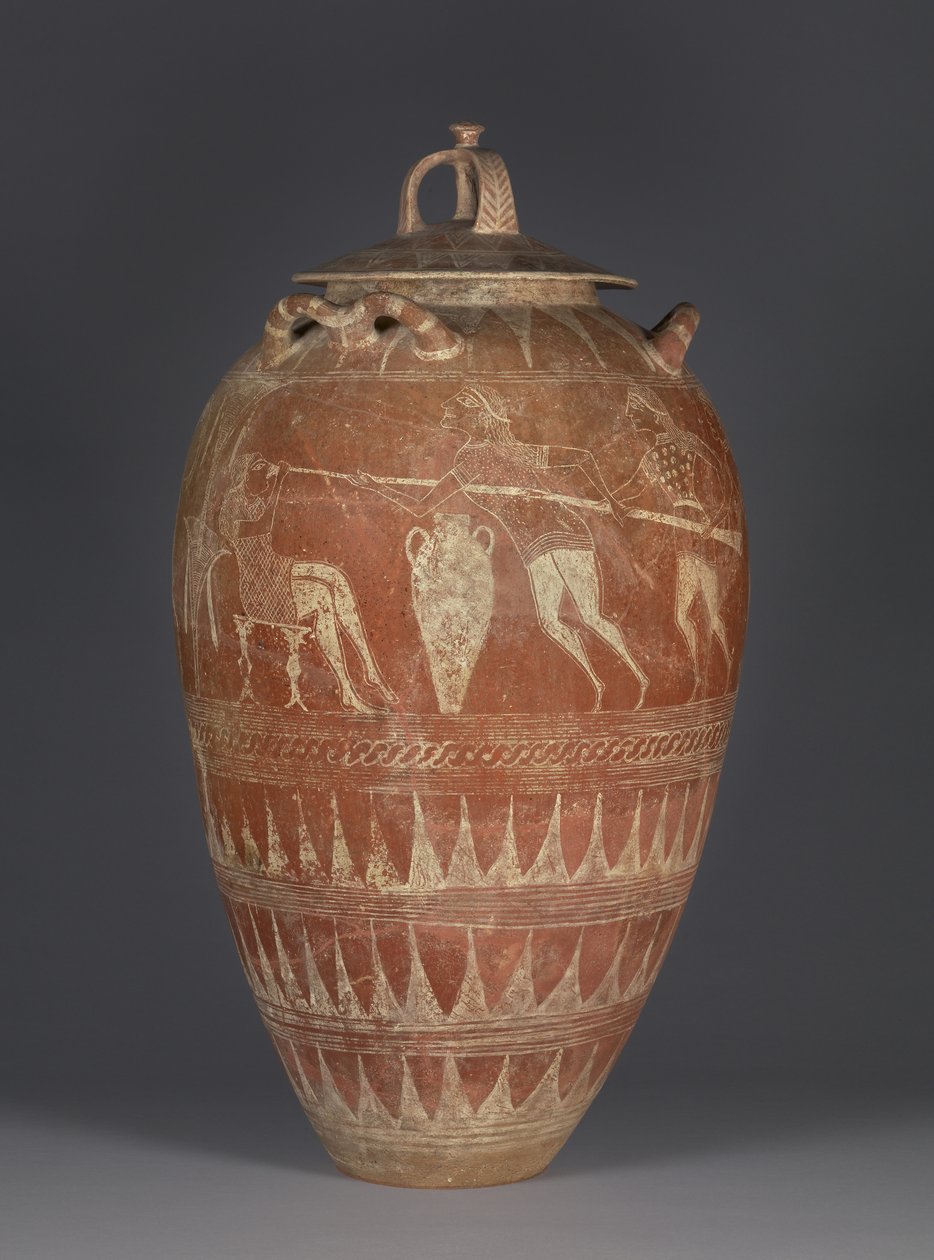 Etruscan ने Polyphemos, 650-25 ईसा पूर्व (टेराकोटा) के अंधा के साथ पिथोस को लिड किया। द्वारा इट्रस्केन