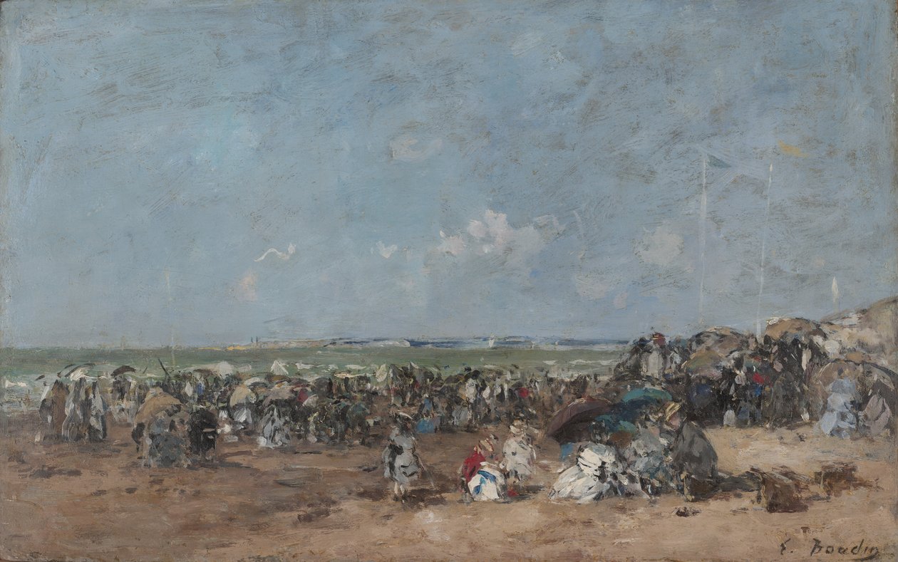 ट्रूविले में बीच दृश्य, c.1870-74 द्वारा यूजीन लुई बौडिन