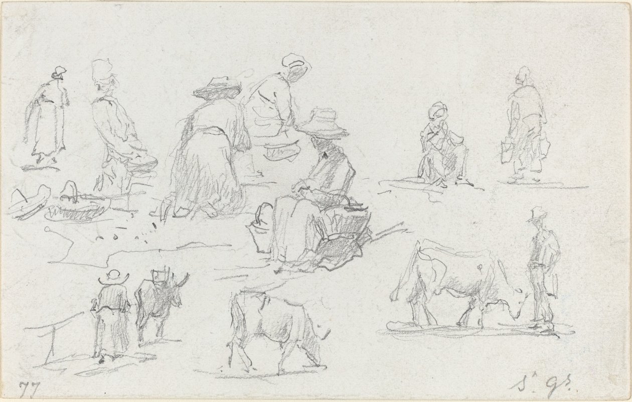 किसान और गाय [रेक्टो], 1877। द्वारा यूजीन लुई बौडिन