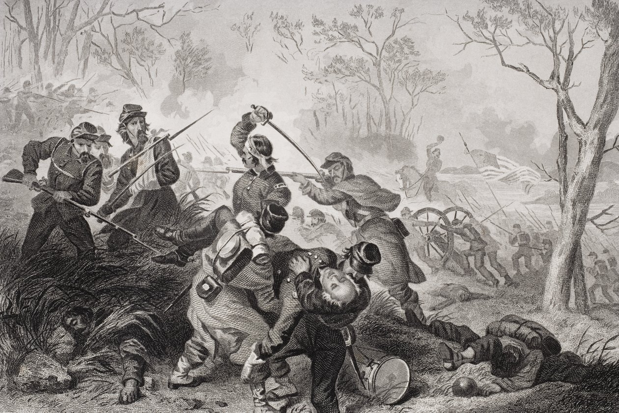 बॉल्स ब्लफ, वर्जीनिया, 1861 की लड़ाई में कर्नल एडवर्ड डी। बेकर (1811-61) की मृत्यु द्वारा फेलिक्स ऑक्टेवियस कार डारले