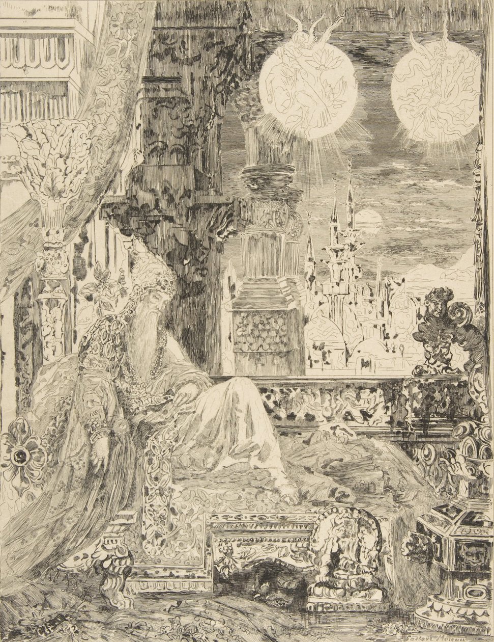 एक मुग़ल निवासी का सपना, 1886। द्वारा फेलिक्स ब्रैकक्मोंड