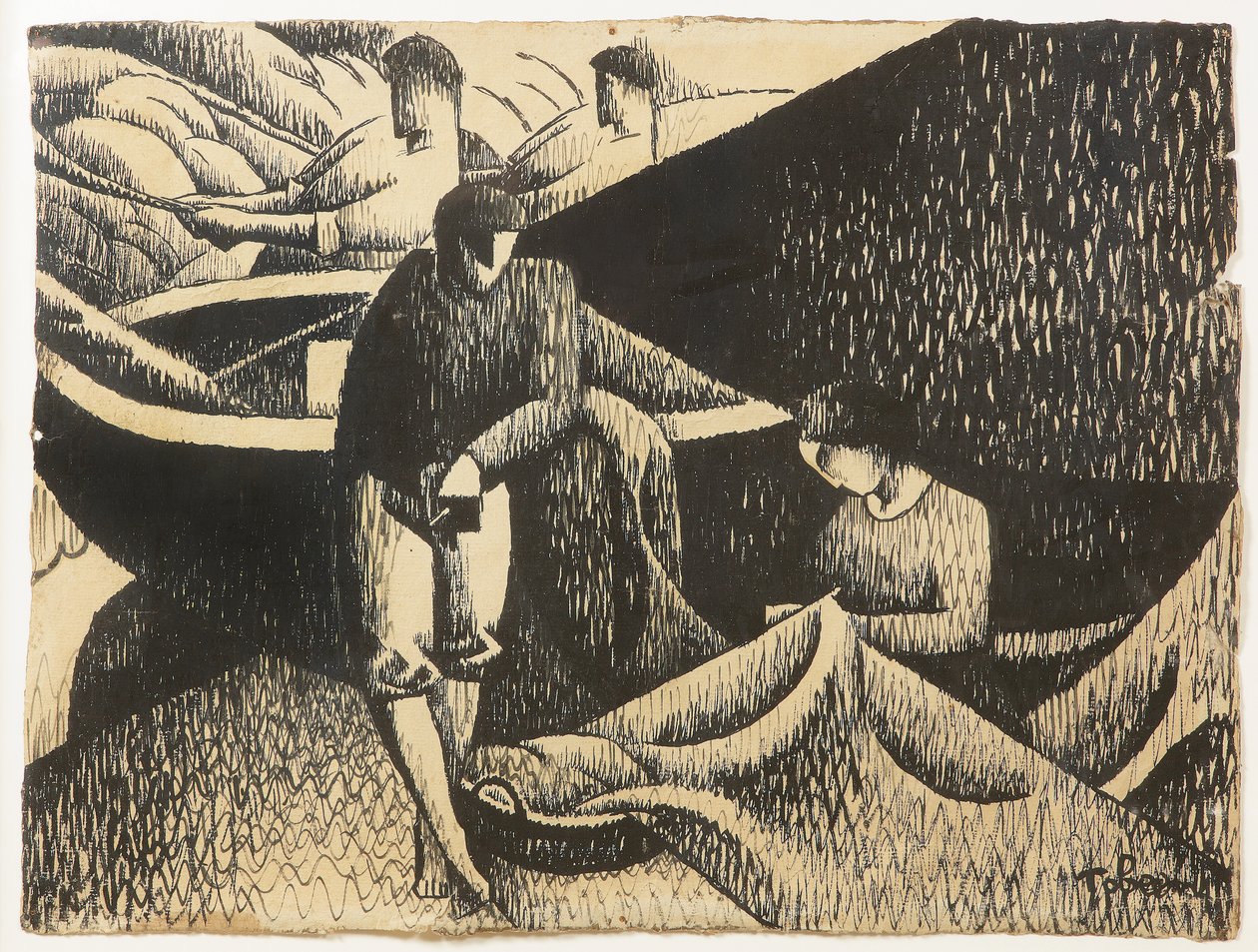 Le Filet, c.1912 (कागज पर स्याही) द्वारा फेलिक्स एली टोबीन