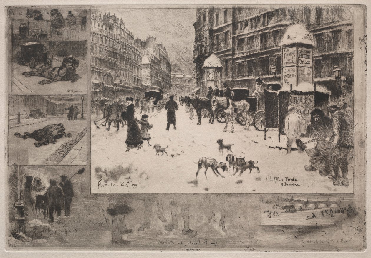 पेरिस में सर्दी, 1879। द्वारा फेलिक्स हिलैरे बुहोट