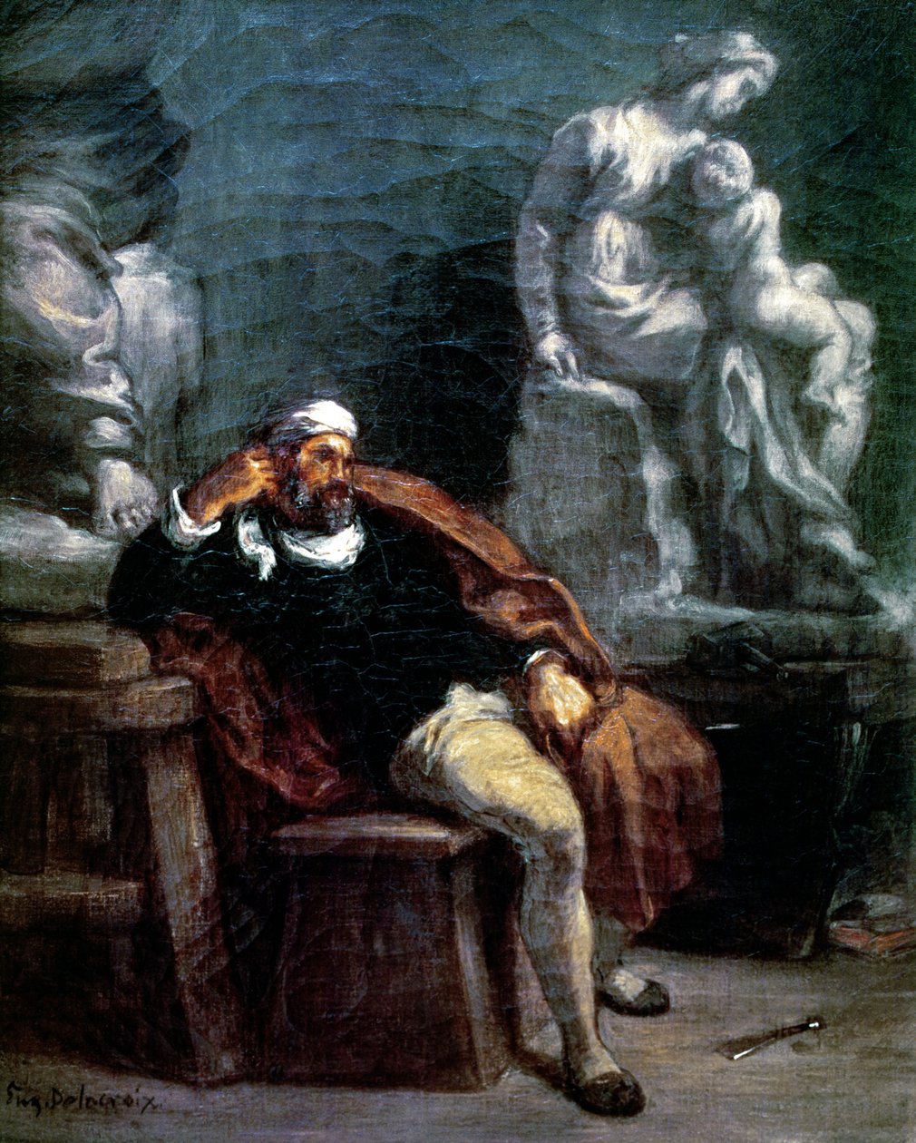 माइकल एंजेलो (1475-1564) अपने स्टूडियो में द्वारा फर्डिनेंड विक्टर यूजीन डेलाक्रोइक्स