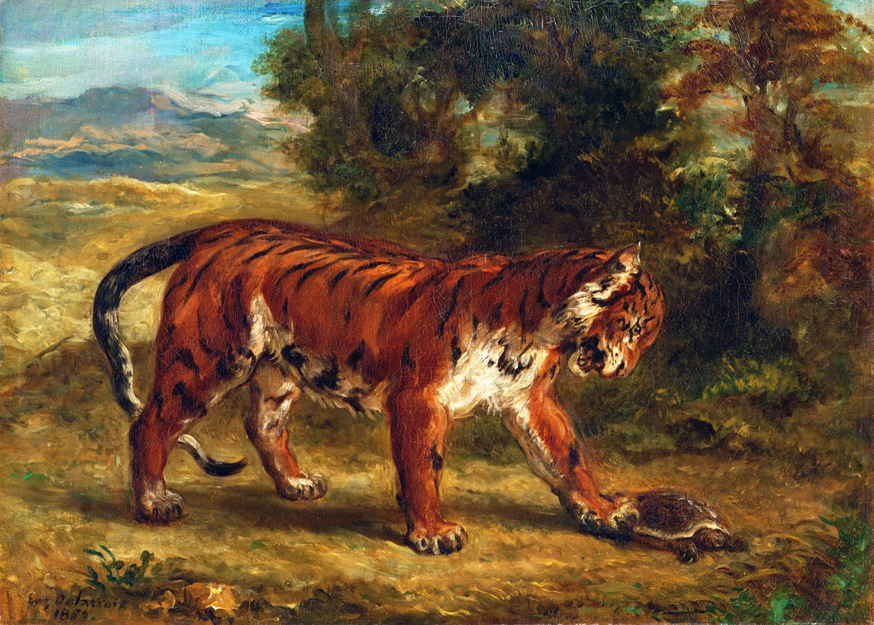 टाइगर के साथ कछुआ, 1862 द्वारा फर्डिनेंड विक्टर यूजीन डेलाक्रोइक्स