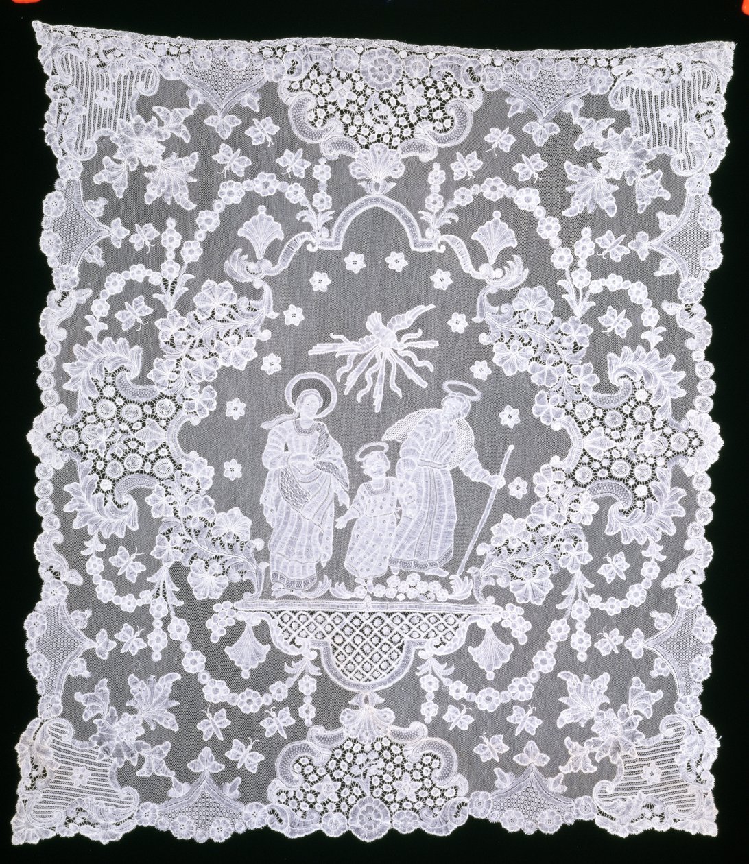 बेनेडिक्शन घूंघट, c.1690-1700 (लिनन और बॉबिन फीता) द्वारा फ्लेमिश स्कूल