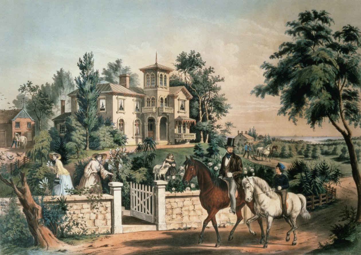 अमेरिकी देश जीवन, नाथनियल क्यूरियर (1813-88) पब द्वारा उत्कीर्ण। करियर और इवेस, न्यूयॉर्क, 1855 द्वारा द्वारा फ्रांसिस फ्लोरा बॉन्ड पामर