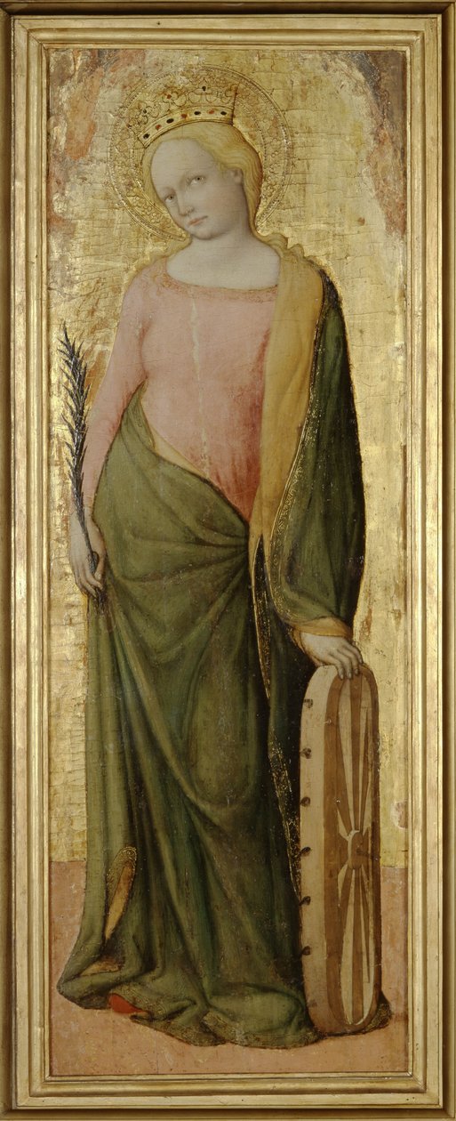 अलेक्जेंड्रिया के सेंट कैथरीन, c.1443-1468 (टेम्परा और पैनल पर गिल्डिंग) द्वारा फ्रांसेस्को डी 'फ्रांसेची