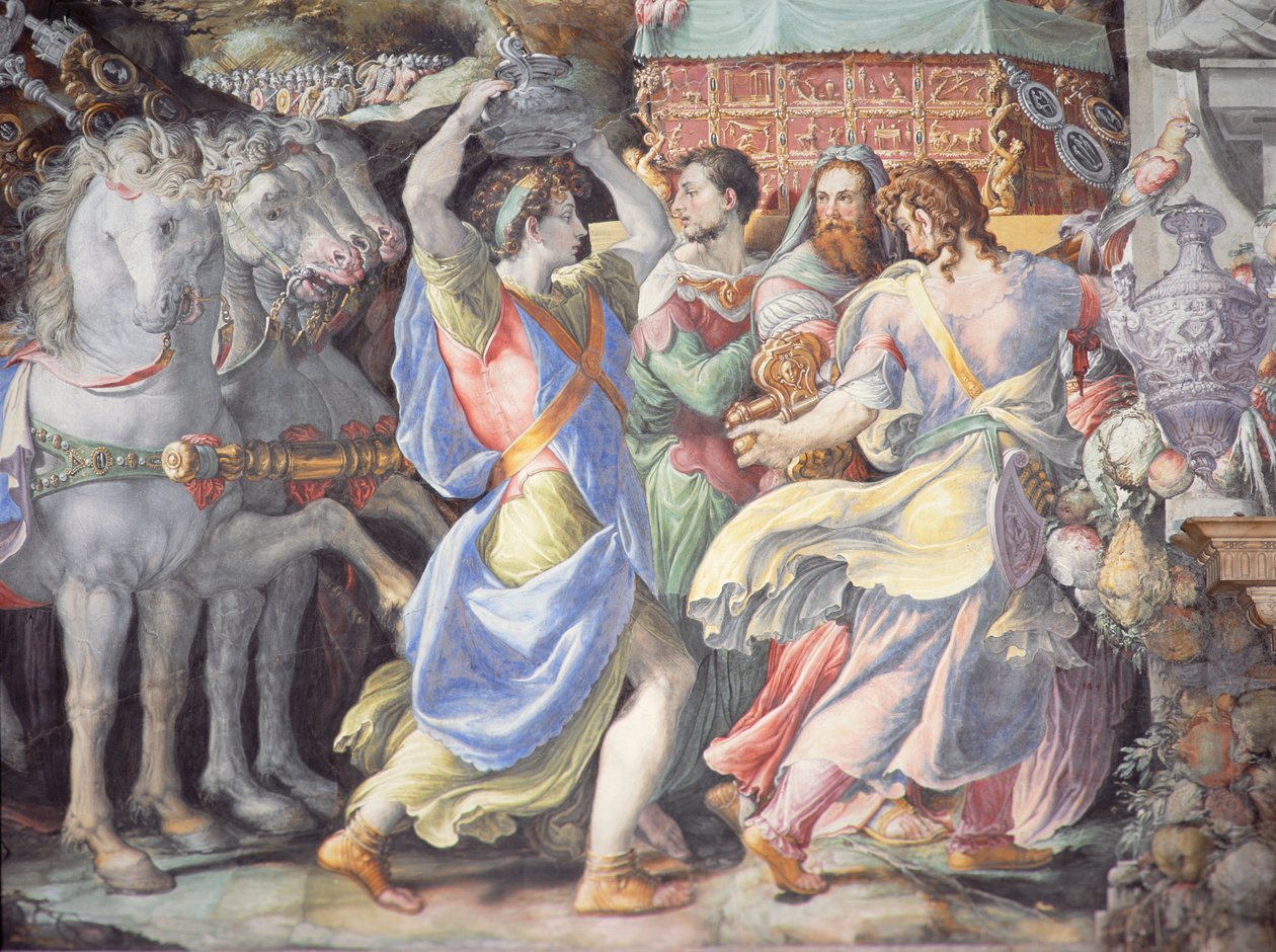 कैमिलो की विजय, &39;स्टोरीज ऑफ फ्यूरियस कैमिलस&39; का दृश्य, c.1545 द्वारा फ्रांसेस्को डी रॉसी साल्वती सेचिनो