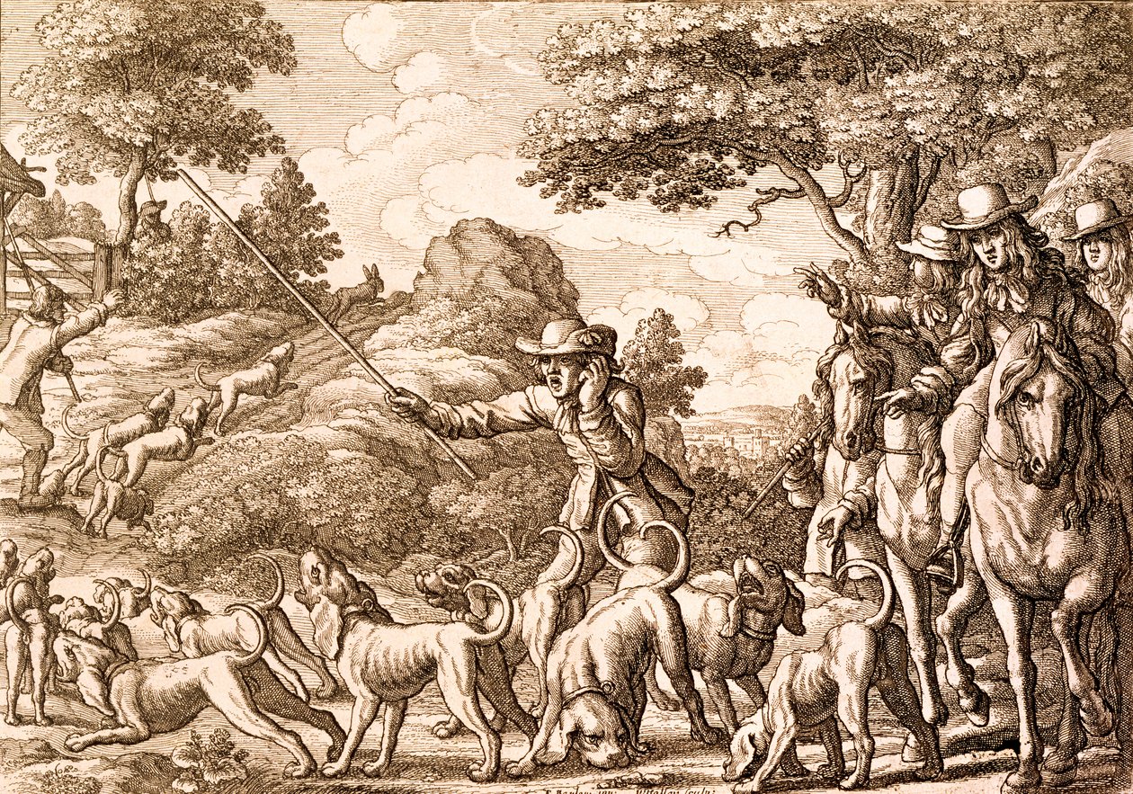हेअर हंटिंग, वेंसलॉस हॉलर द्वारा उत्कीर्ण, 1671 द्वारा फ्रांसिस बार्लो