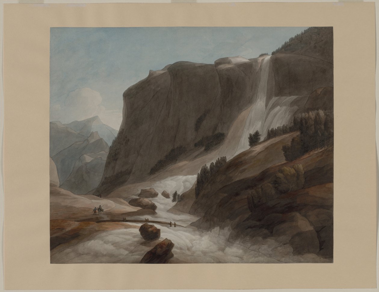 चियावेना और माउंट स्प्लुगन के बीच जलप्रपात, 1784। द्वारा फ्रांसिस टाउने