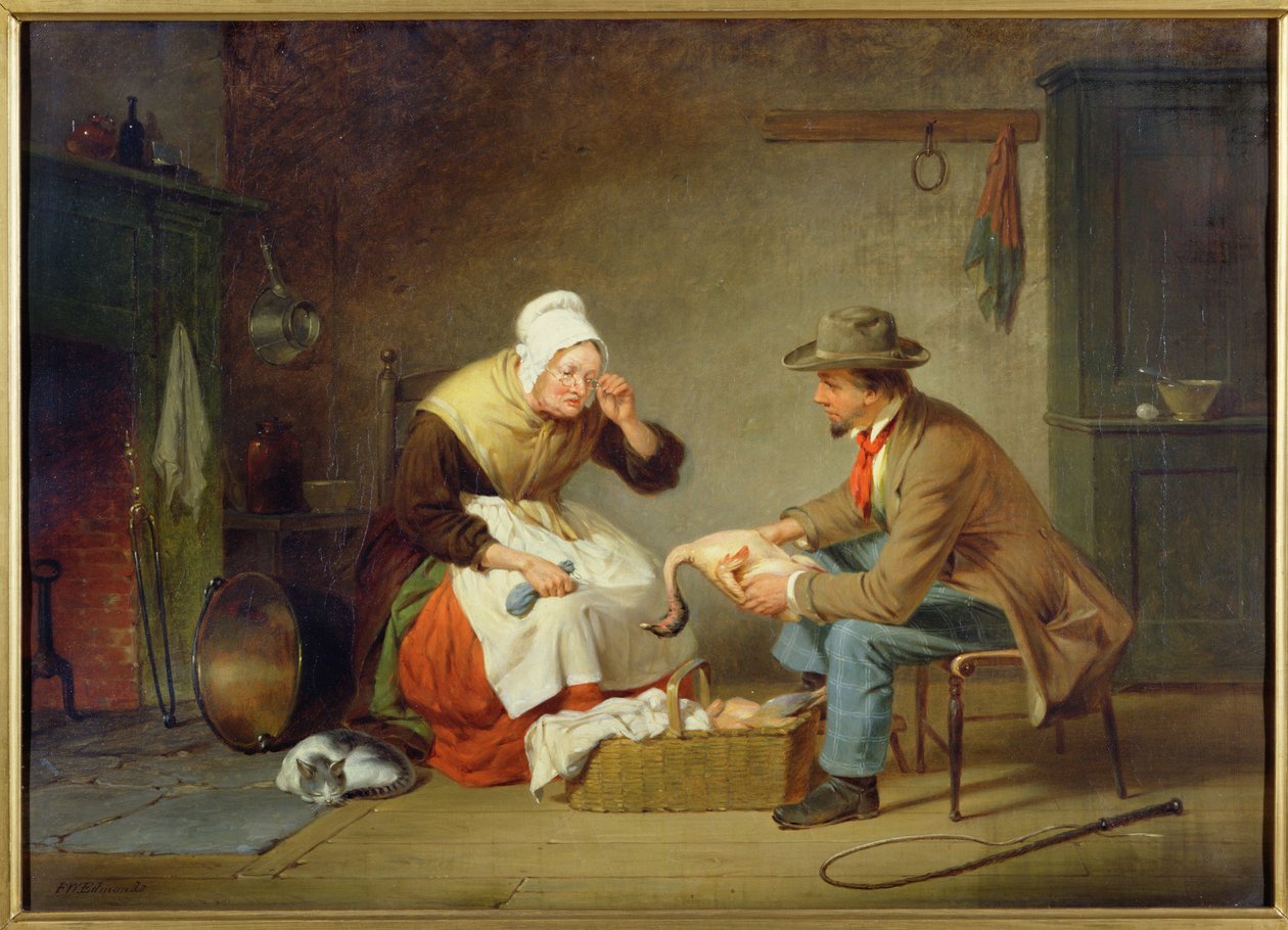 सौदेबाजी (क्रिसमस तुर्की) c.1858 द्वारा फ्रांसिस विलियम एडमंड्स