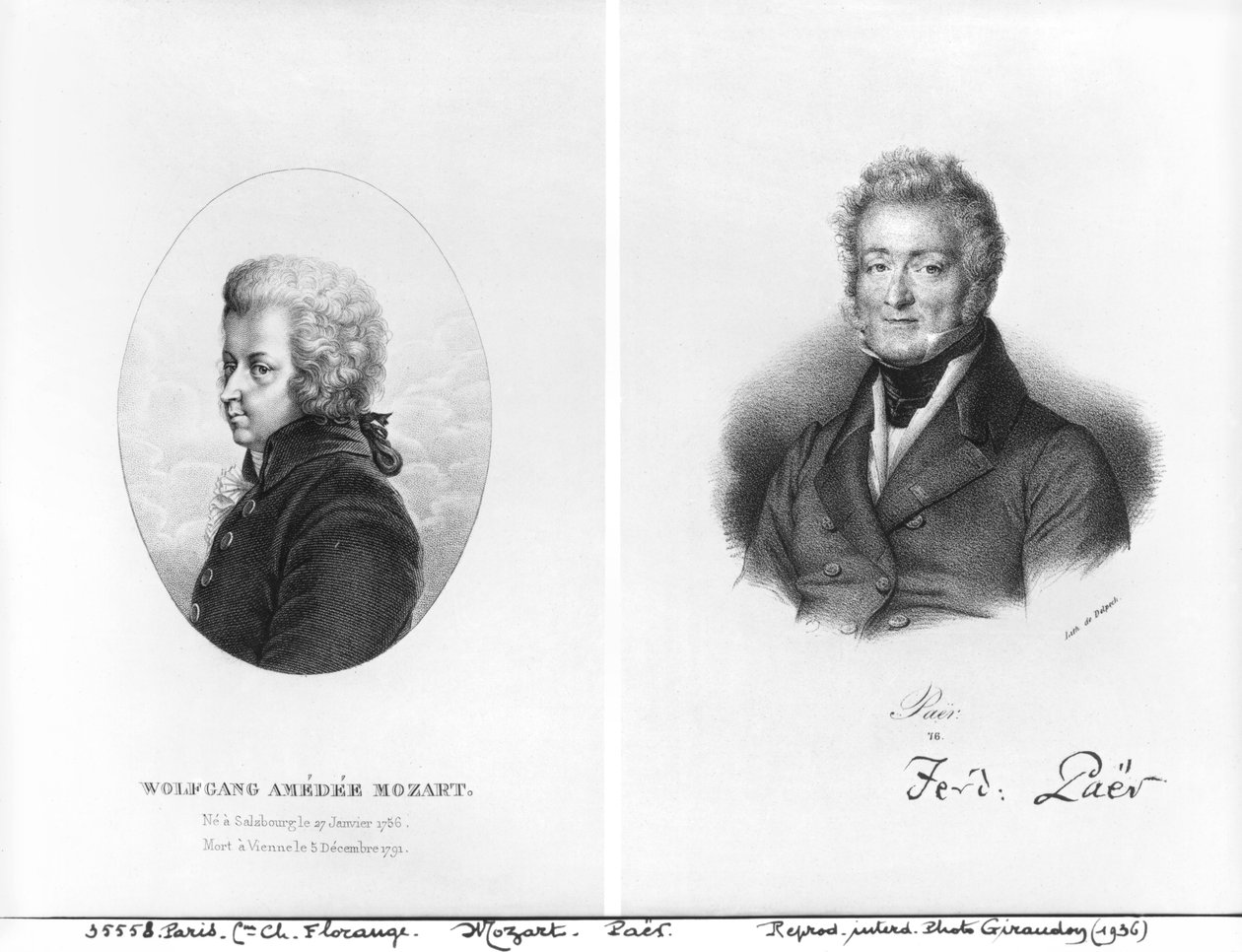 वोल्फगैंग एमेडियस मोजार्ट (1756-91) और फर्डिनेंडो पेर (1771-1839) द्वारा फ्रेंकोइस सेराफिन डेलपेच