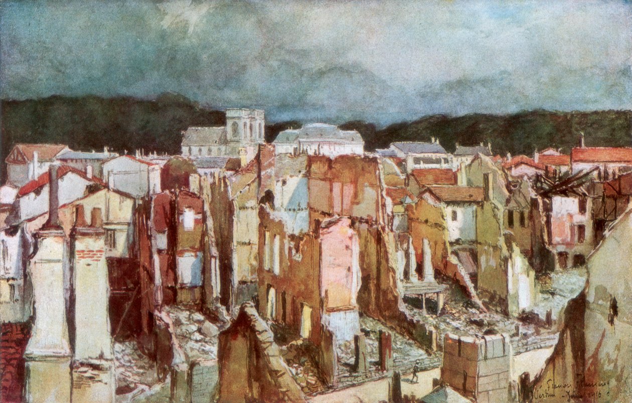 जून 1916, 1926 का वेर्डन का खंडहर। द्वारा फ़्राँस्वा फ्लेमेंग