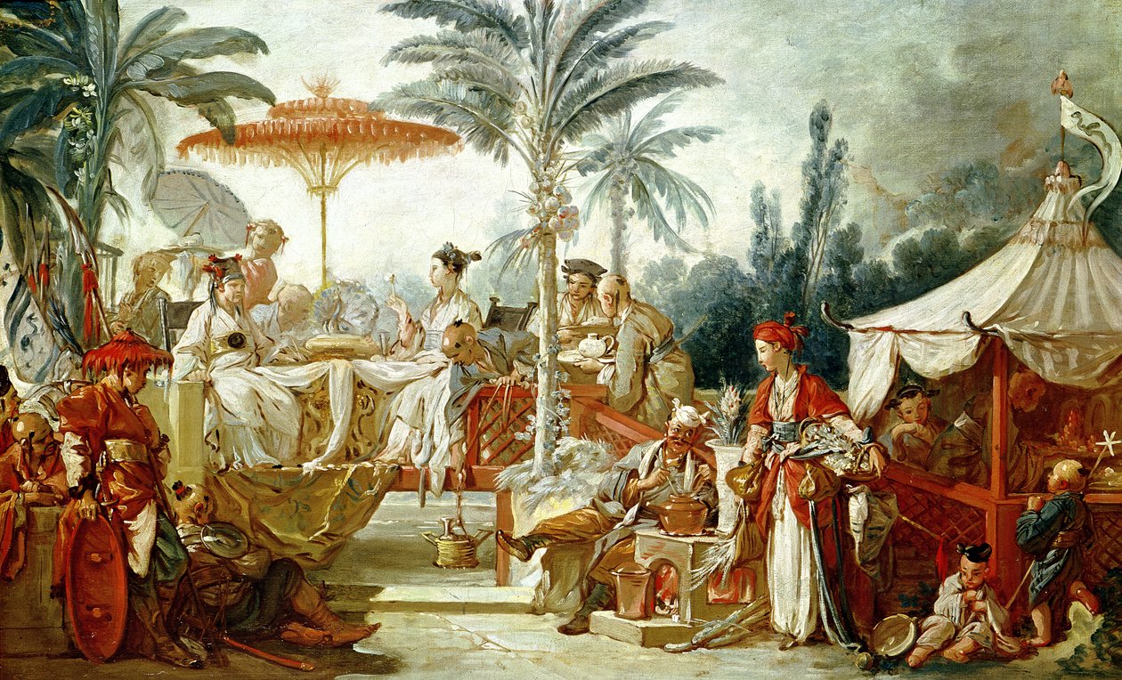 चीनी सम्राट का पर्व, टेपेस्ट्री कार्टून के लिए अध्ययन, c.1742 द्वारा फ्रांकोइस बाउचर