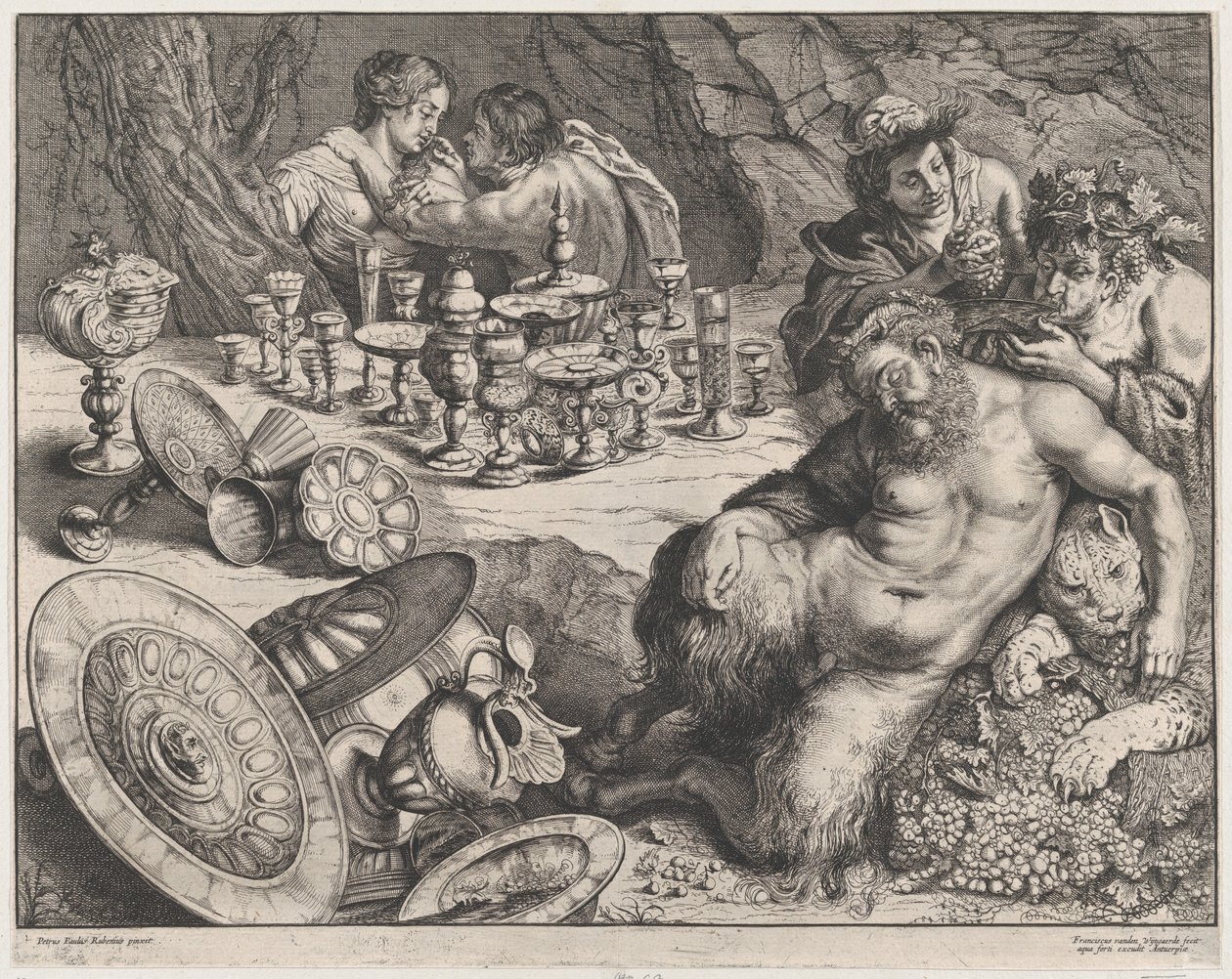 Bacchus और शराबी Silenus, 1640-60। द्वारा फ़्रांसिस वैन डेन विन्गेर्डे