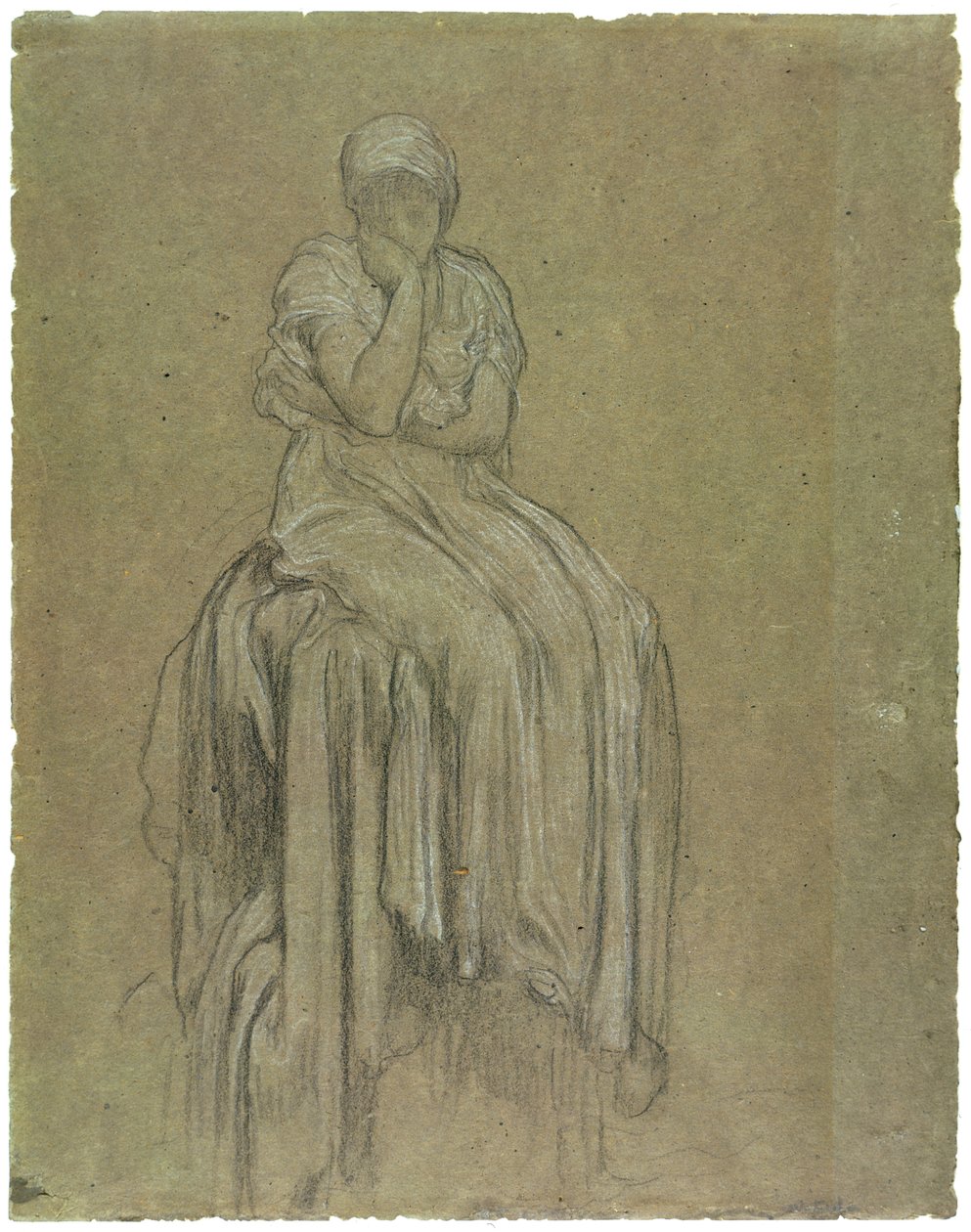 एकांत के लिए अध्ययन, c.1890 (कागज पर चाक) द्वारा फ्रेडरिक लीटन