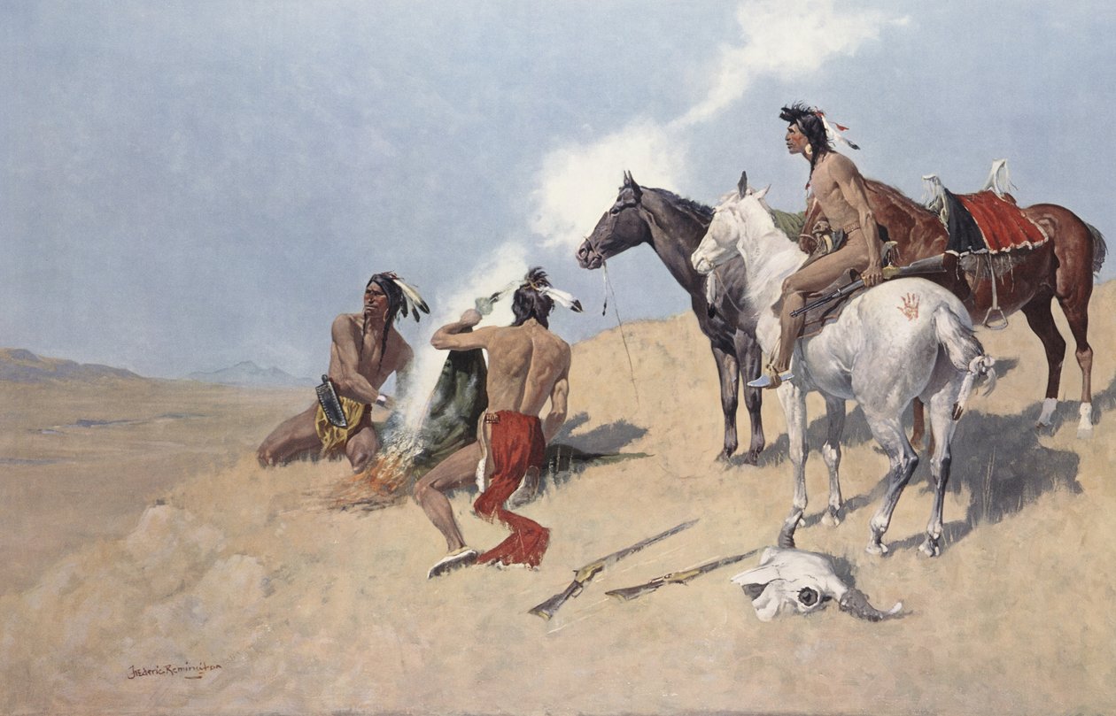 स्मोक सिग्नल, pub.c.1920 द्वारा फ्रेडरिक रेमिंगटन