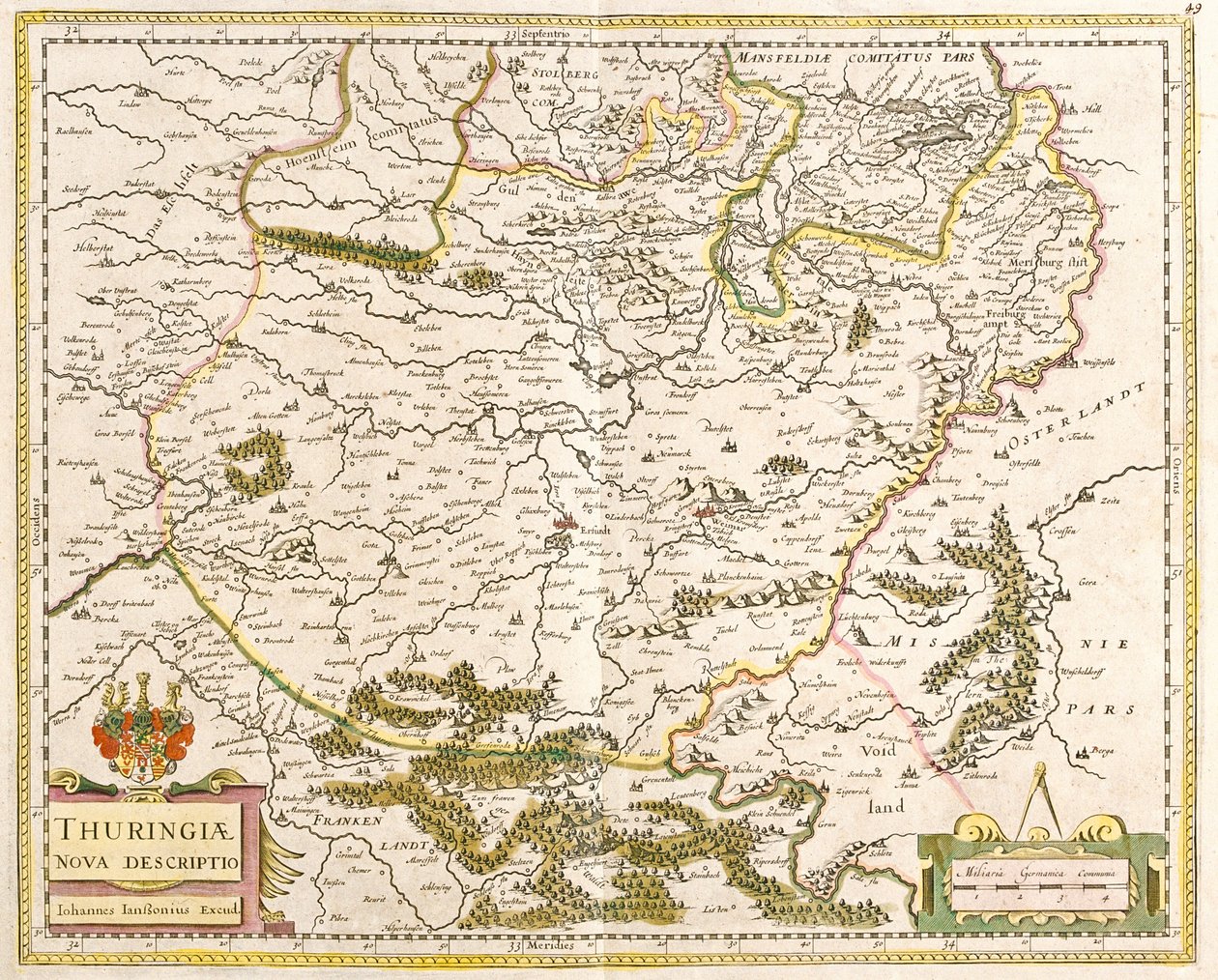 थुरिंगिया (जर्मनी) का नक्शा (नक़्क़ाशी) द्वारा फ्रेडरिक डे विट