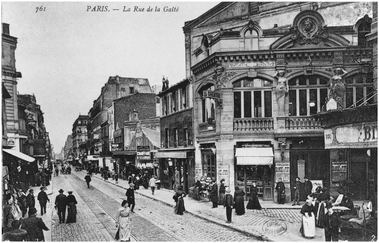 1914 से पहले रुए डे ला गाइट, पेरिस का चित्रण पोस्टकार्ड द्वारा फ्रेंच फोटोग्राफर