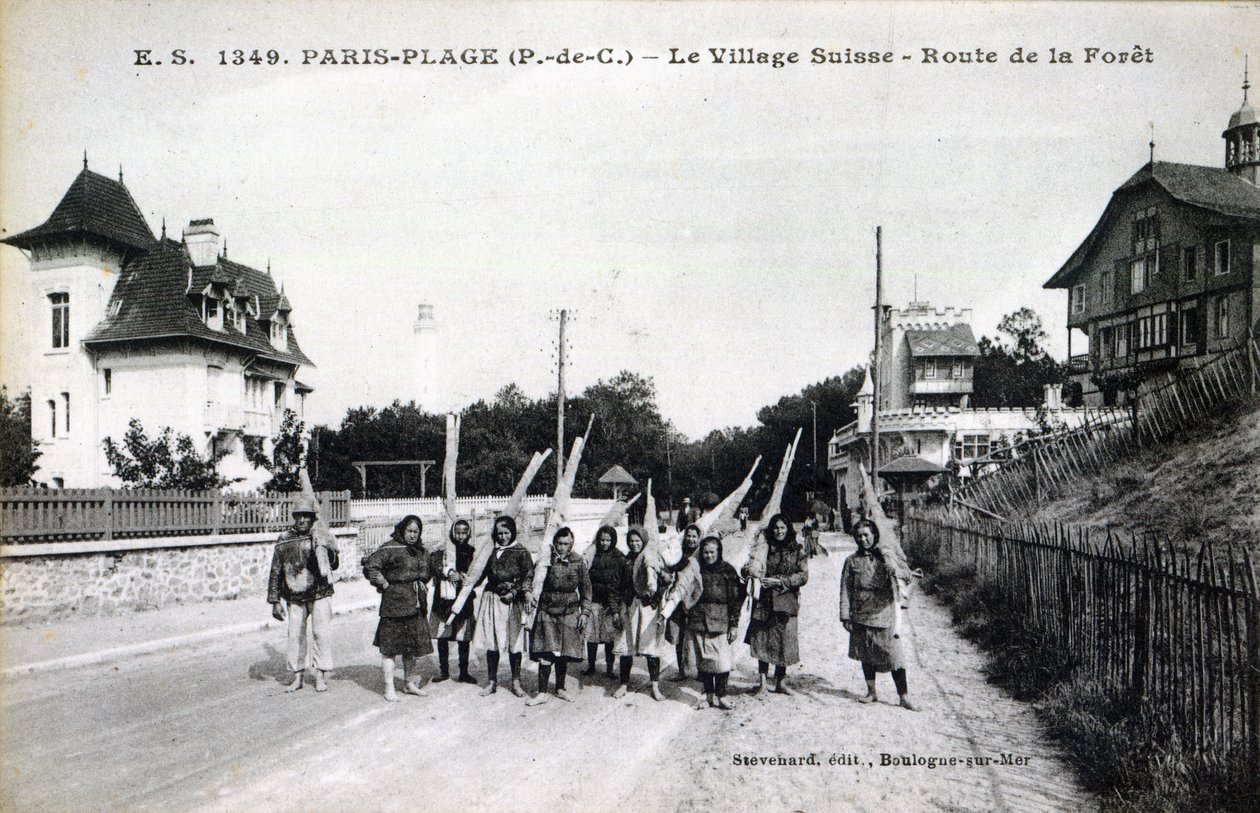 ग्राम सुइस, पेरिस-प्लेज में झींगा मछलियों का चित्रण पोस्टकार्ड, c.1910 द्वारा फ्रेंच फोटोग्राफर