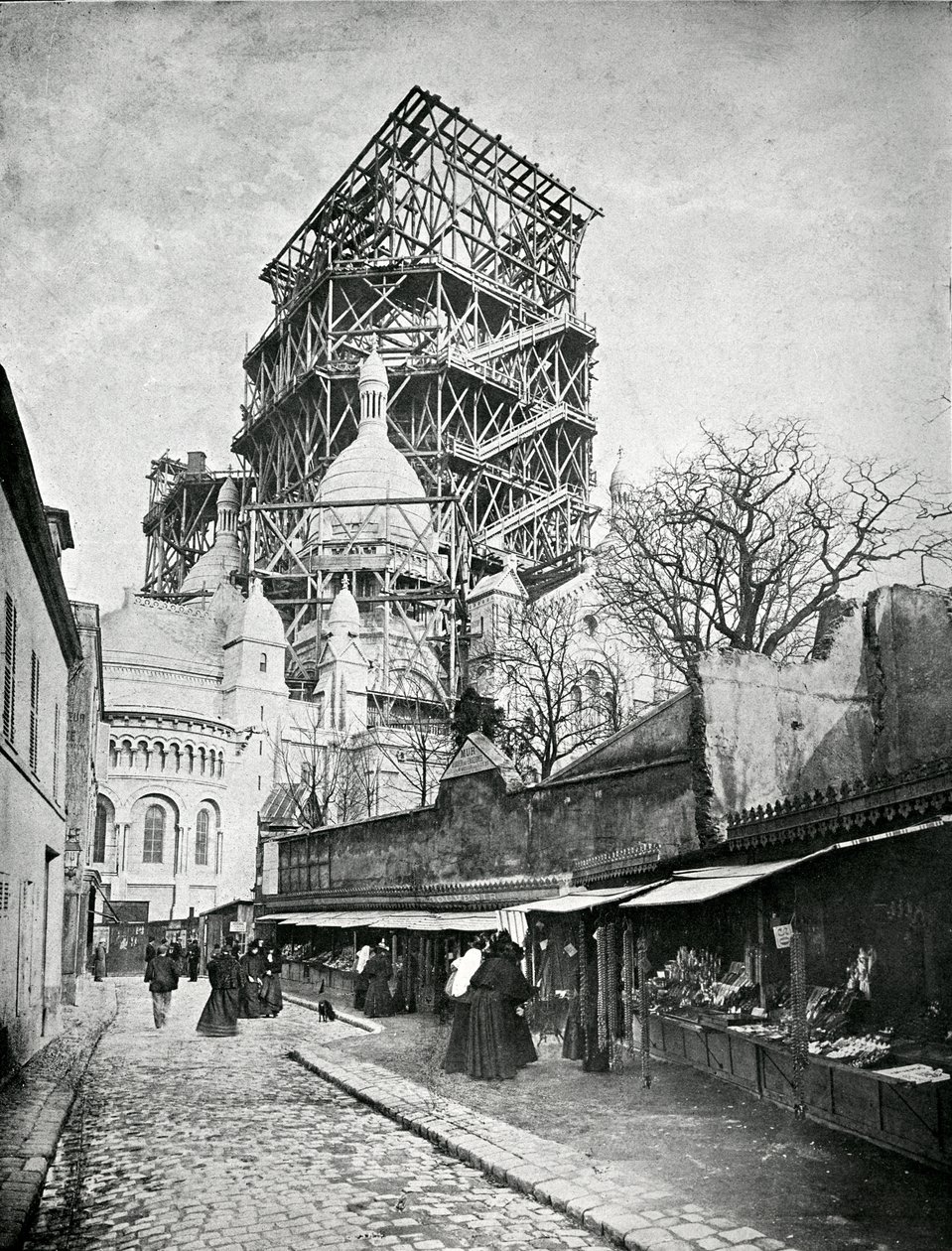 मोंटमार्ट्रे में द कंस्ट्रक्शन ओटी द सेक्रे कोयर, c.1885-90 द्वारा फ्रेंच फोटोग्राफर