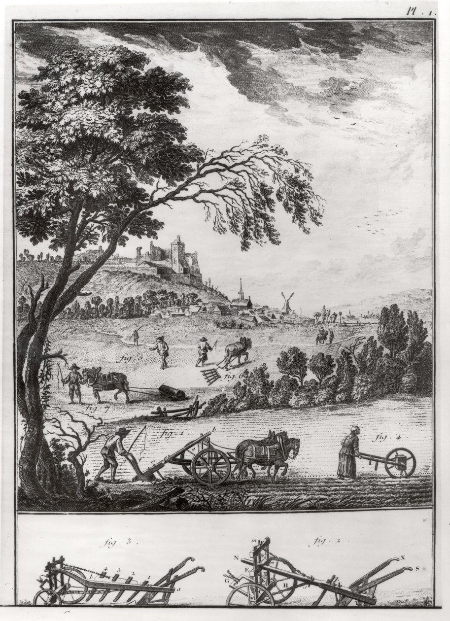 एग्रीकल्चर, प्लेट I, डेनिस डिडरोट के एनसाइक्लोपीडिया (1713-84) 1762 से द्वारा फ्रेंच स्कूल