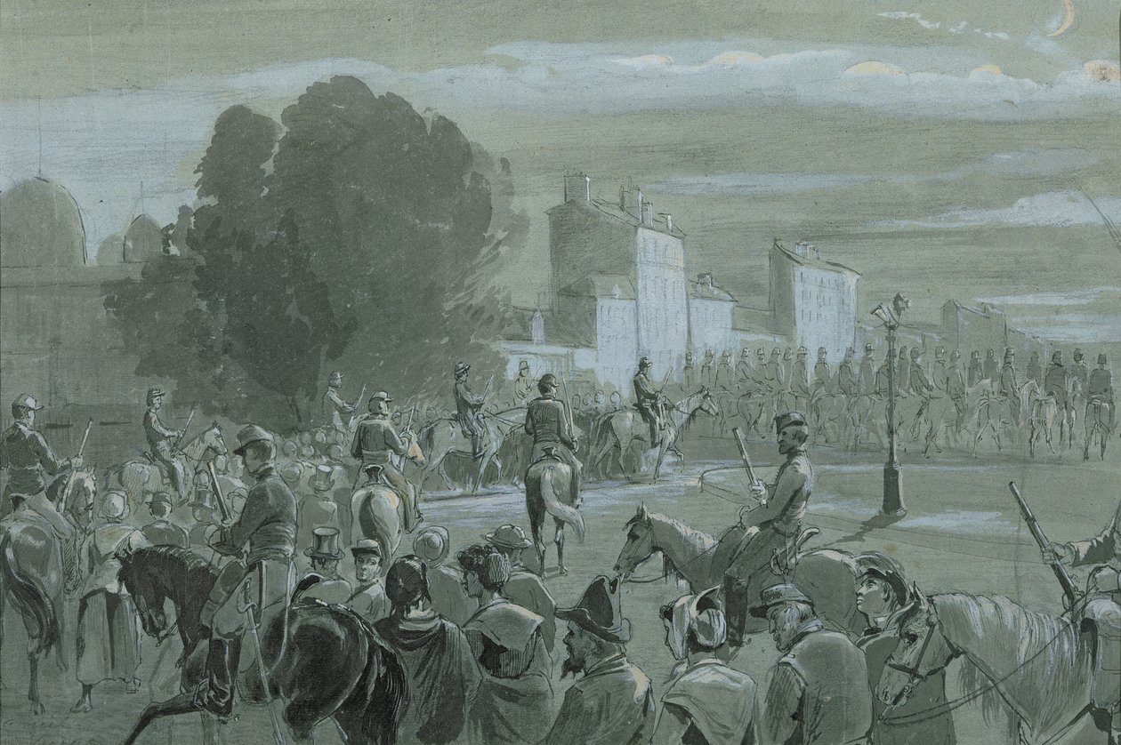 कम्युनिस्ट कैदियों को वर्साय, 1871 तक ले जाया गया (कागज पर पेन इंक और डब्ल्यूसी) द्वारा फ्रेंच स्कूल