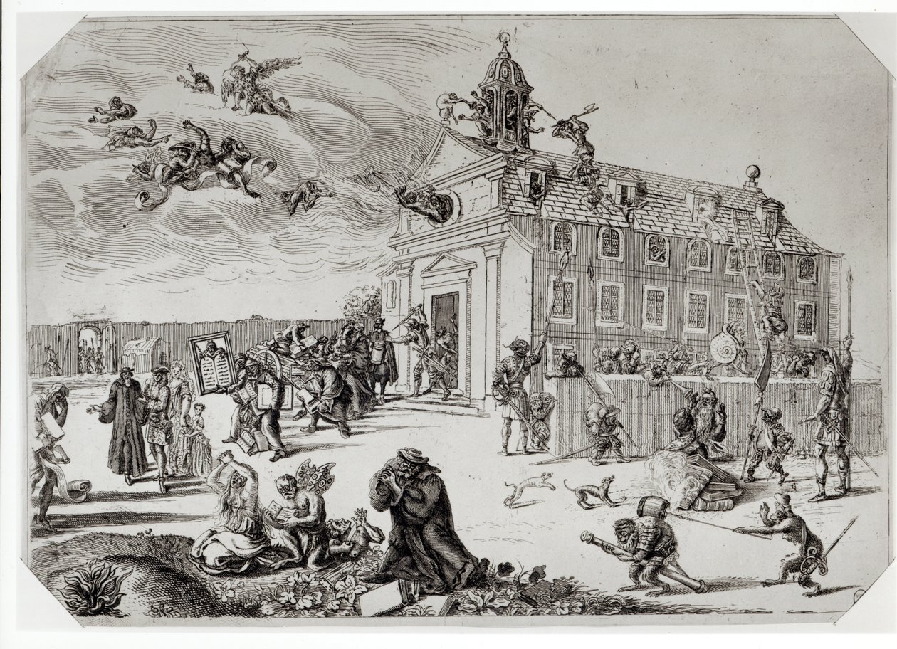 चारेंटन के मंदिर में आग, c.1685 द्वारा फ्रेंच स्कूल