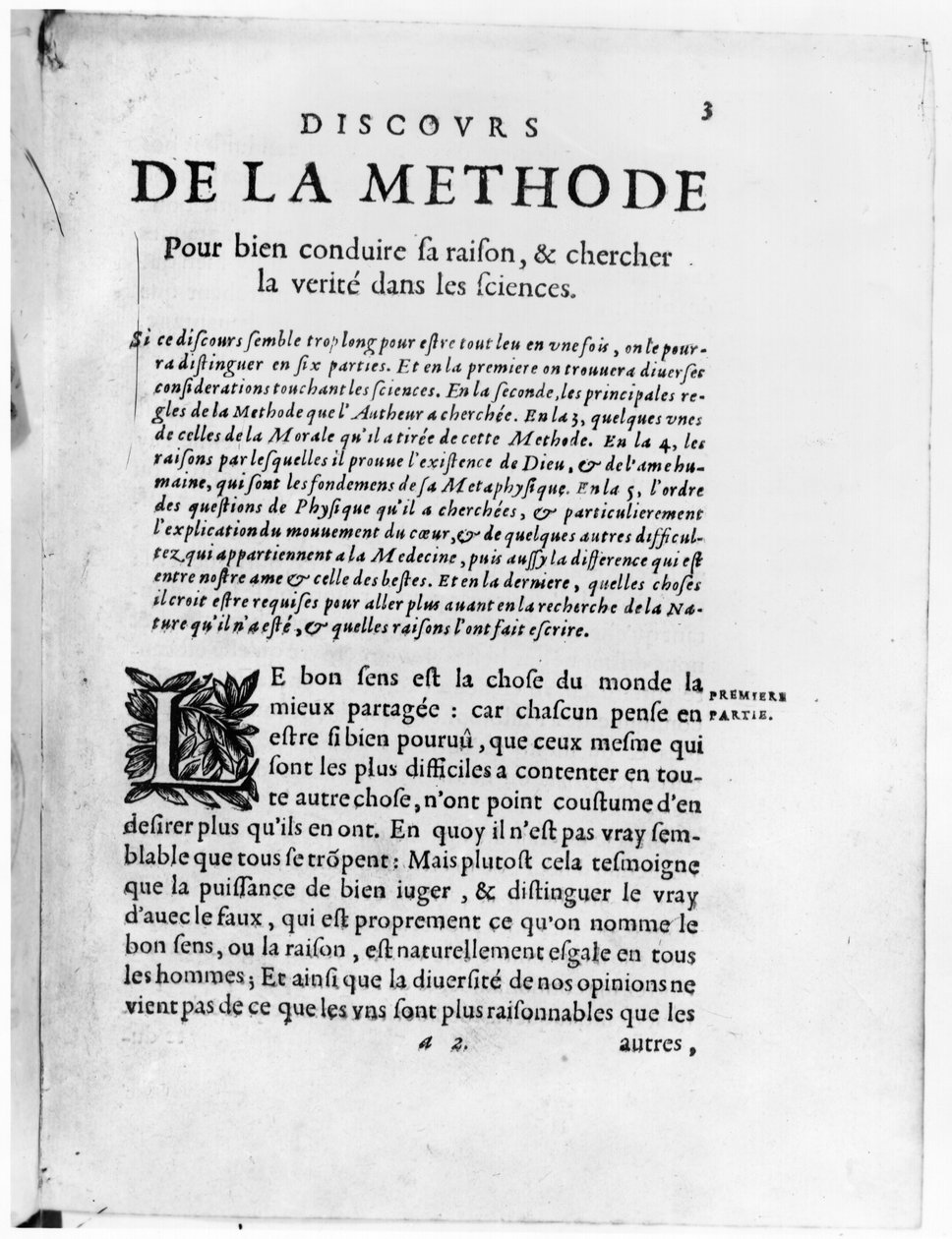 रेने डेसकार्टेस (1596-1650) द्वारा &39;डिस्कॉर्स डी ला मेथोड&39; का पहला पृष्ठ द्वारा फ्रेंच स्कूल