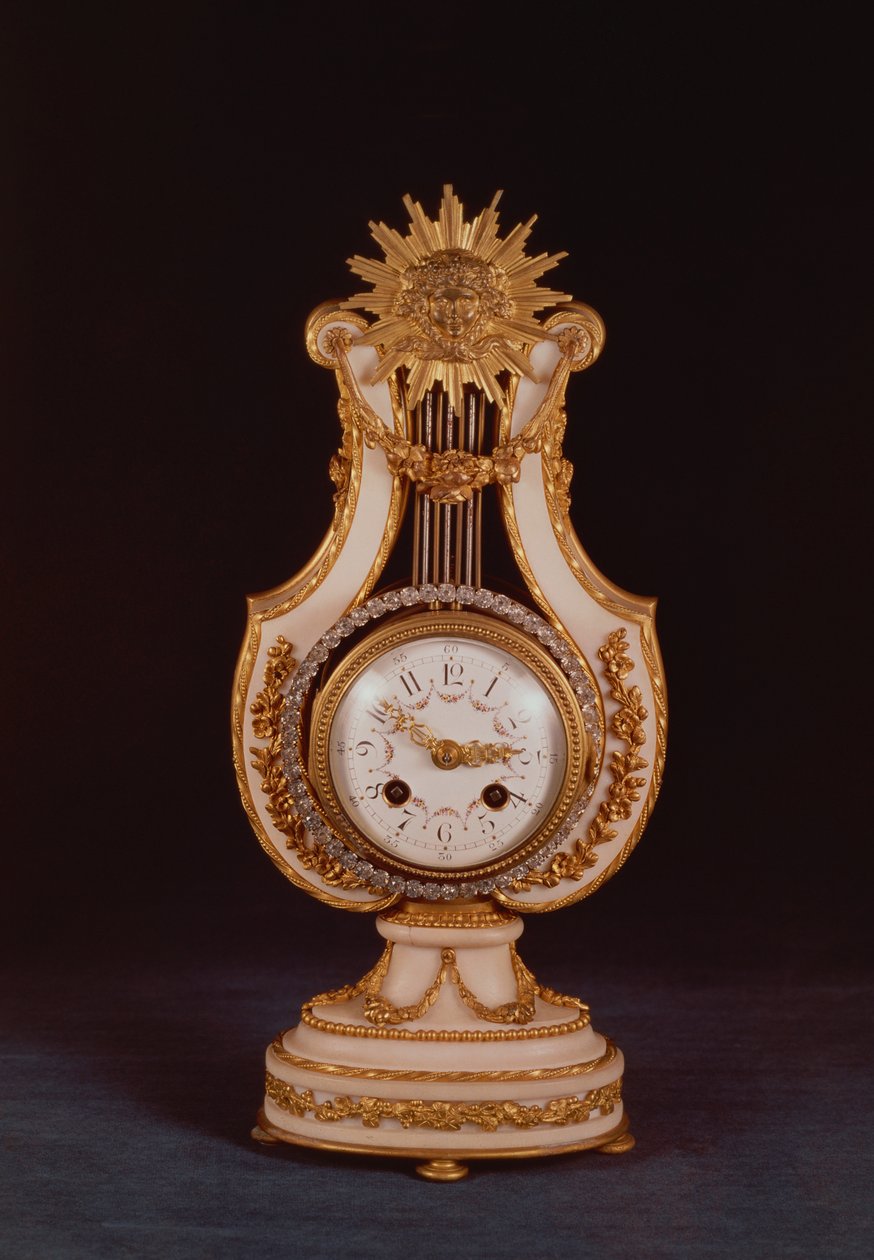 Lyre घड़ी, c.1810 (संगमरमर और ormolu पेस्ट गहने के साथ) द्वारा फ्रेंच स्कूल