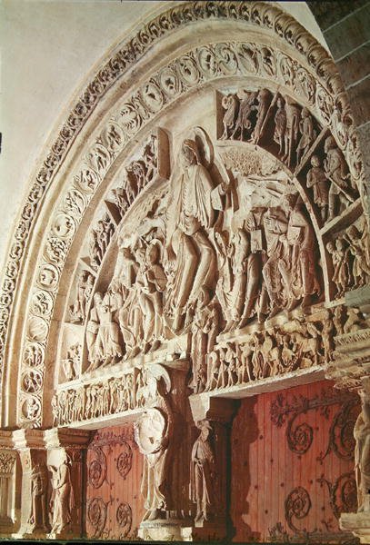 पेंटेकोस्ट, केंद्रीय पोर्टल के tympanum से, c.1120 द्वारा फ्रेंच स्कूल