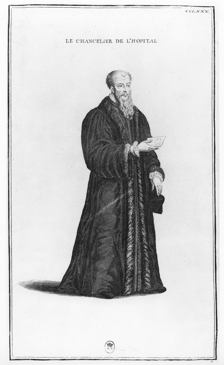 पोर्ट ऑफ मिशेल ऑफ ल&39;हाट्स (c.1504-1573) द्वारा फ्रेंच स्कूल
