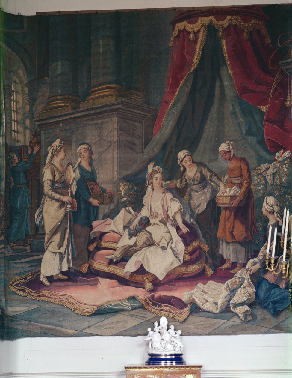 ए .वन लू, 1722-76 (कपड़ा) द्वारा कार्टून के बाद श्रृंखला तुर्की पोशाक से टेपेस्ट्री द्वारा फ्रेंच स्कूल