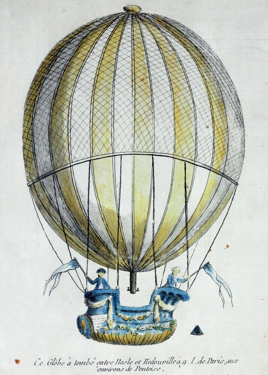 जैक्स चार्ल्स (1746-1823) के गुब्बारे और निकोलस रॉबर्ट (1761-1828) ने जार्डिन डेस टिलरीज से अपनी उड़ान में 1 दिसंबर, 1783 को इस्तेमाल किया द्वारा फ्रेंच स्कूल