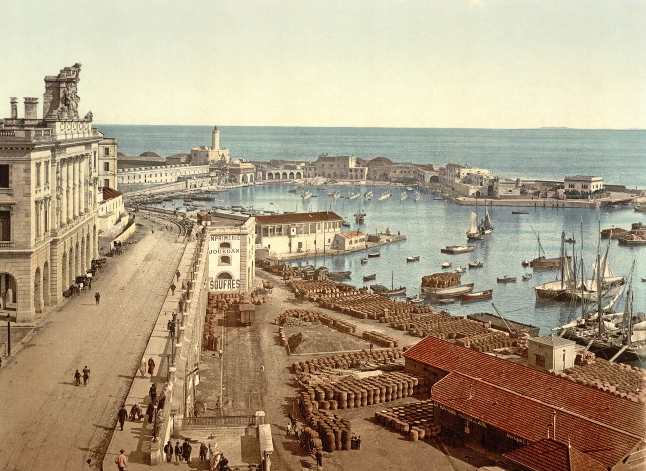 अल्जीयर्स में हार्बर, पब। c.1900 द्वारा फ्रेंच फोटोग्राफर