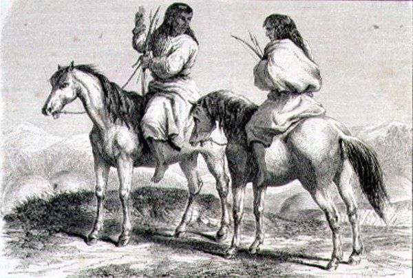 1860 के दशक में कॉमंच इंडियंस (उत्कीर्णन) द्वारा फ्रेंच स्कूल