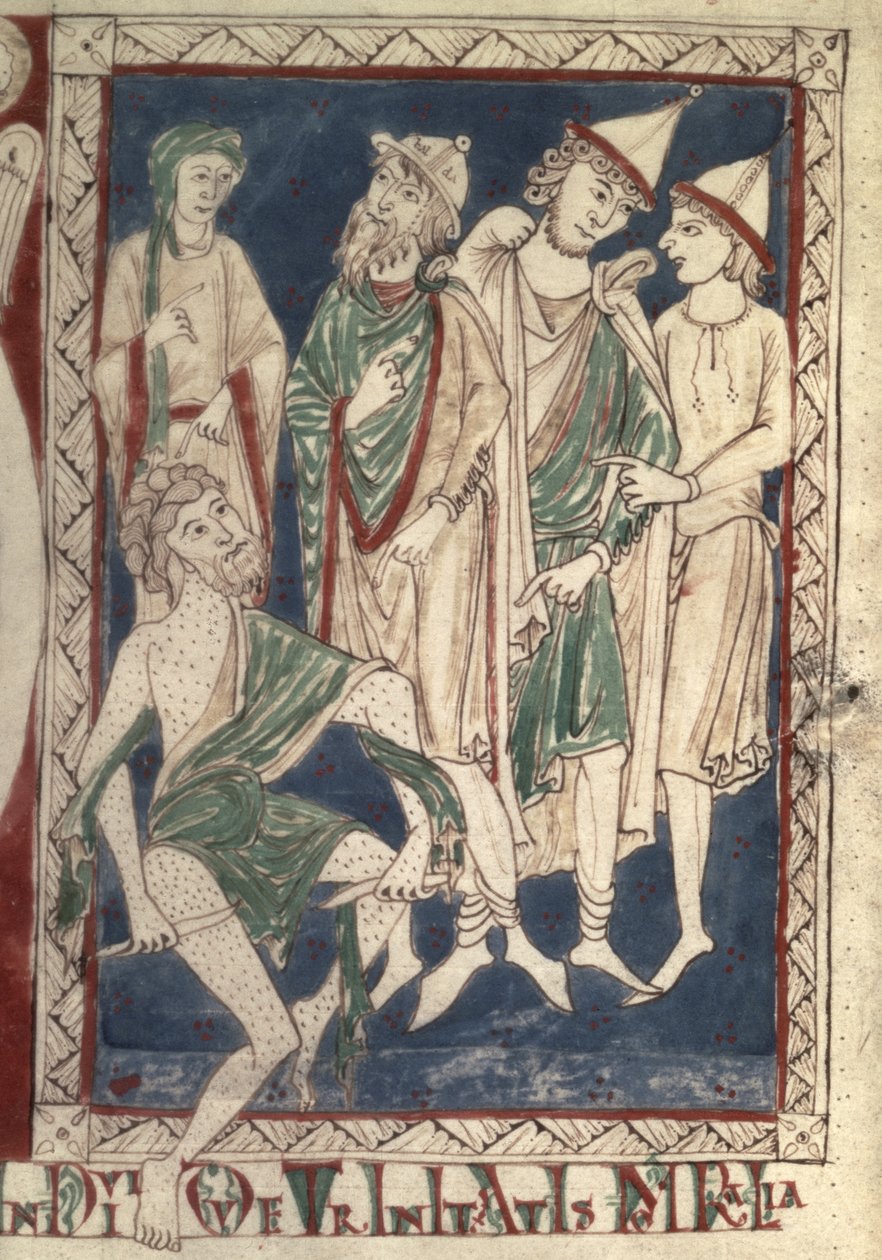 Fr.15307 f.1v जॉब स्क्रैचिंग योर सोरस द्वारा फ्रेंच स्कूल