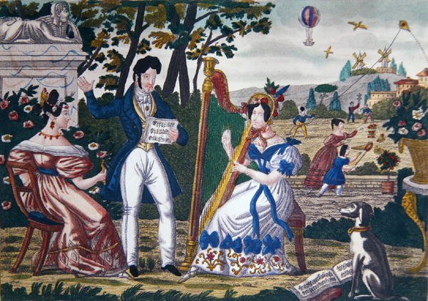 ओपन-एयर कॉन्सर्ट, c.1840 (कलर लिथो) द्वारा फ्रेंच स्कूल