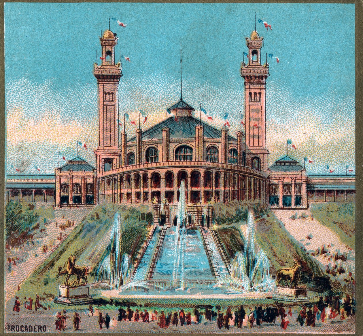पेरिस। 1889 की सार्वभौमिक प्रदर्शनी: Trocadero। द्वारा फ्रेंच स्कूल