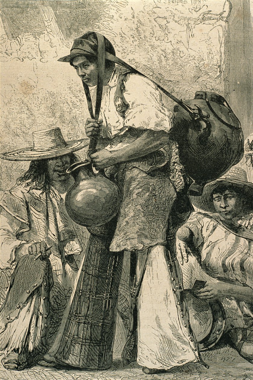 मेक्सिको सिटी में किसान, 1860 (उत्कीर्णन) द्वारा फ्रेंच स्कूल