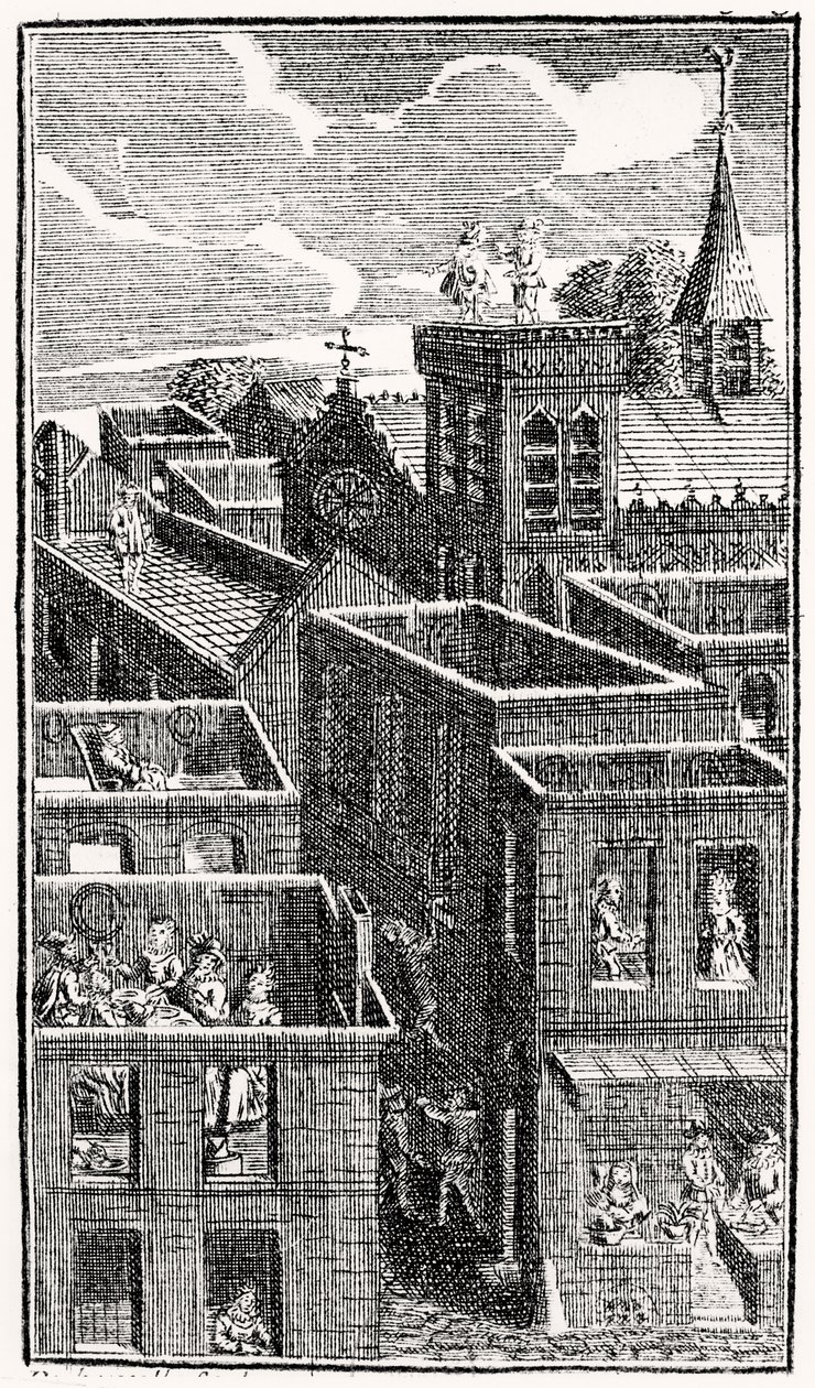 "द डेविल ऑन टू स्टिक्स", c.1787 द्वारा फ्रेंच स्कूल